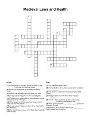 Medieval Laws and Health Crossword Puzzle