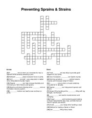 Preventing Sprains & Strains Crossword Puzzle