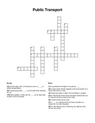 Public Transport Crossword Puzzle