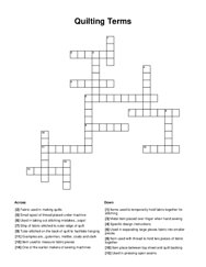 Quilting Terms Crossword Puzzle