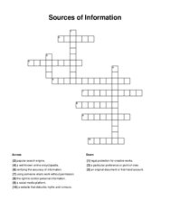 Sources of Information Crossword Puzzle