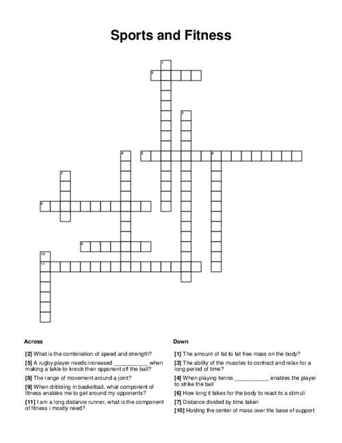 Sports and Fitness Crossword Puzzle