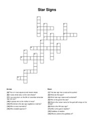 Star Signs Crossword Puzzle