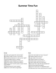 Summer Time Fun Crossword Puzzle