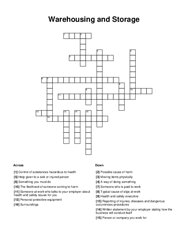 Warehousing and Storage Crossword Puzzle