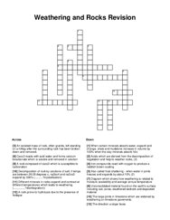 Weathering and Rocks Revision Crossword Puzzle