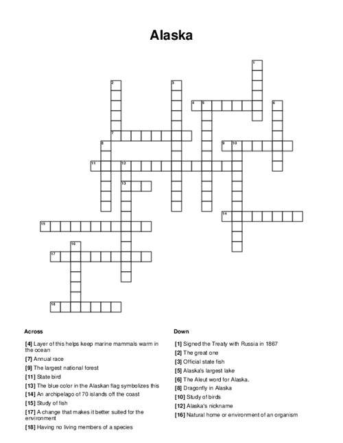 Alaska Crossword Puzzle