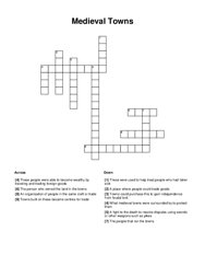 Medieval Towns Crossword Puzzle