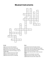 Musical Instruments Crossword Puzzle