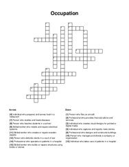 Occupation Crossword Puzzle