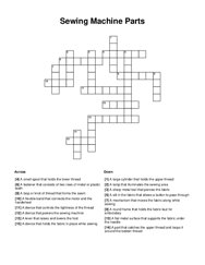 Sewing Machine Parts Crossword Puzzle
