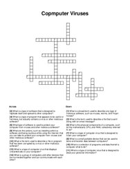 Copmputer Viruses Crossword Puzzle