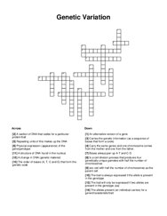 Genetic Variation Crossword Puzzle