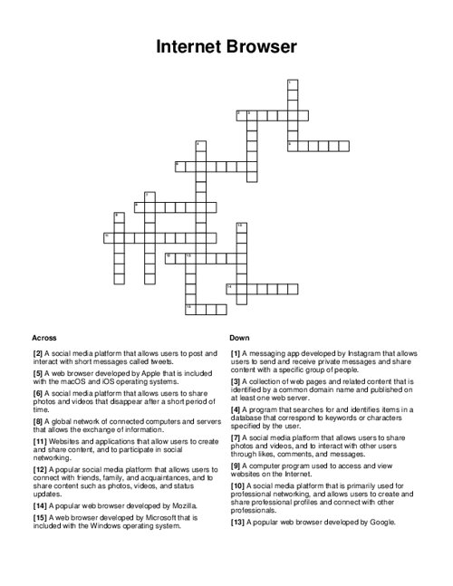 Internet Browser Crossword Puzzle