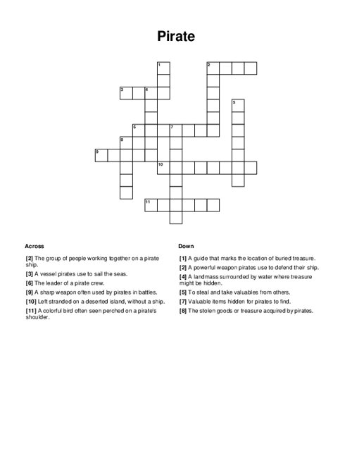Pirate Crossword Puzzle