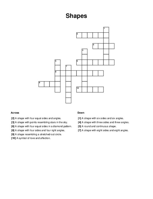 Shapes Crossword Puzzle