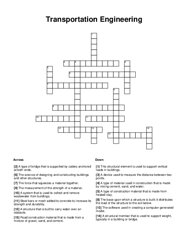 Transportation Engineering Crossword Puzzle