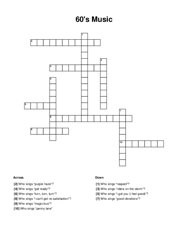 60s Music Crossword Puzzle