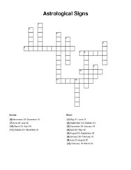 Astrological Signs Crossword Puzzle