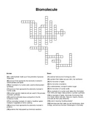 Biomolecule Crossword Puzzle