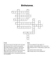 Birthstones Crossword Puzzle