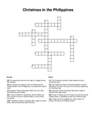 Christmas in the Philippines Crossword Puzzle