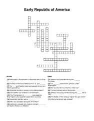 Early Republic of America Crossword Puzzle