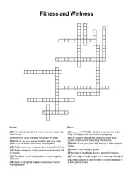 Fitness and Wellness Crossword Puzzle