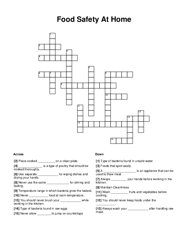Food Safety At Home Crossword Puzzle