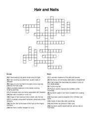 Hair and Nails Crossword Puzzle