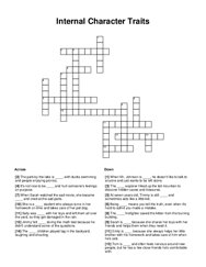 Internal Character Traits Crossword Puzzle