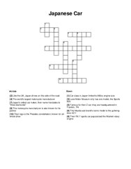 Japanese Car Crossword Puzzle