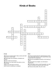 Kinds of Books Crossword Puzzle