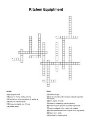 Kitchen Equiptment Crossword Puzzle