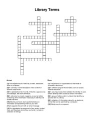 Library Terms Crossword Puzzle