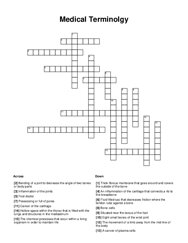 Medical Terminolgy Crossword Puzzle