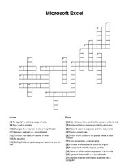 Microsoft Excel Word Scramble Puzzle