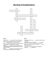 Nursing Considerations Word Scramble Puzzle
