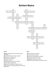 Nutrient Basics Crossword Puzzle