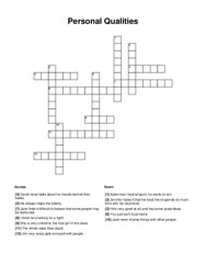 Personal Qualities Crossword Puzzle