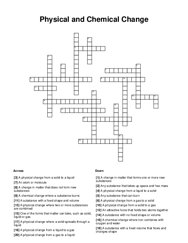 Physical and Chemical Change Crossword Puzzle