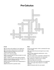 Pre-Calculus Crossword Puzzle