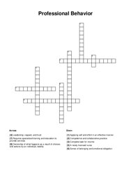 Professional Behavior Crossword Puzzle