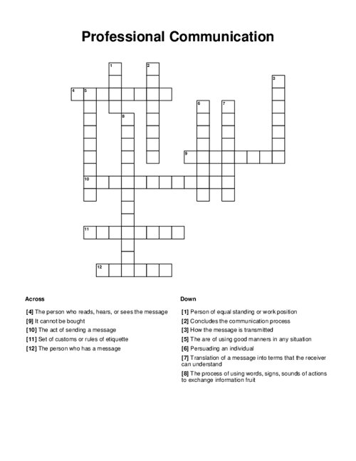 Professional Communication Crossword Puzzle