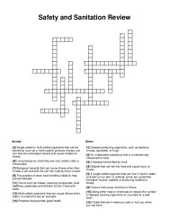 Safety and Sanitation Review Crossword Puzzle