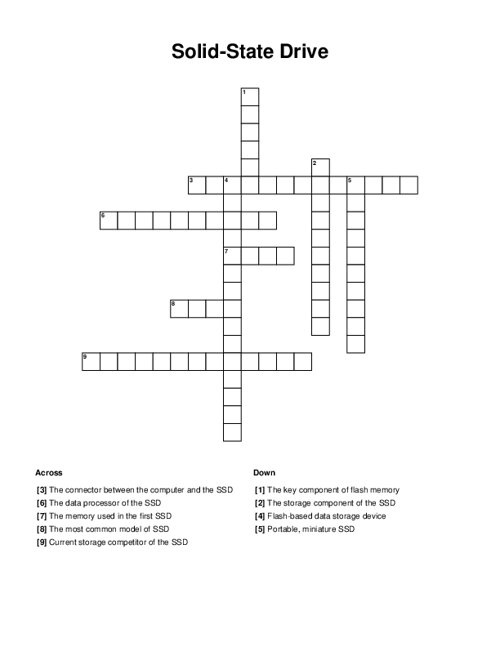 Solid-State Drive Crossword Puzzle