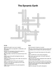 The Dynamic Earth Crossword Puzzle