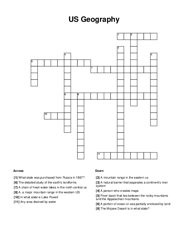 US Geography Crossword Puzzle