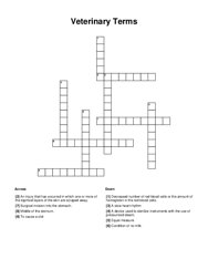 Veterinary Terms Crossword Puzzle
