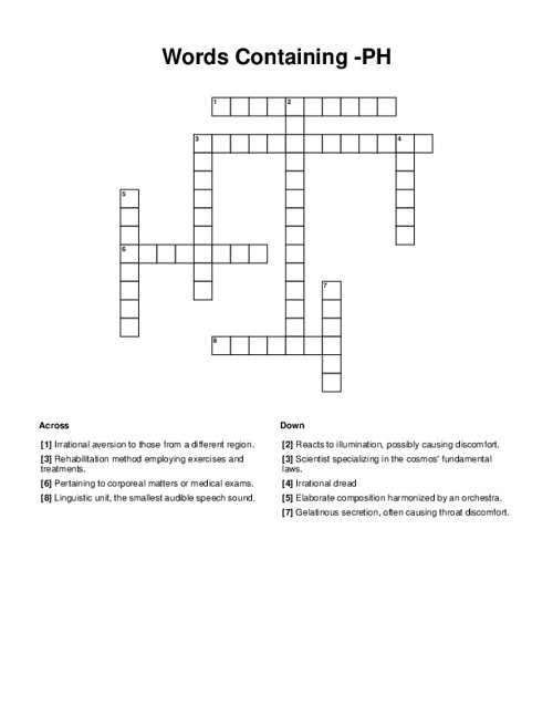 Words Containing -PH Crossword Puzzle